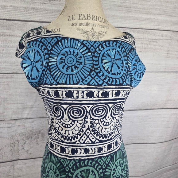 Tory Burch Silk Medallion Print Cap Sleeve Midi Dress - Picture 3 of 9